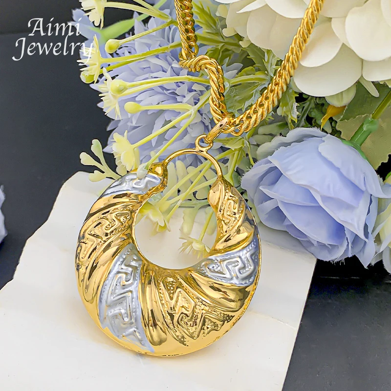 Popular African 18K Gold Plated Copper Jewelry Set for Women Earrings Pendant Necklace Brazilian Bridal Wedding Party Gifts