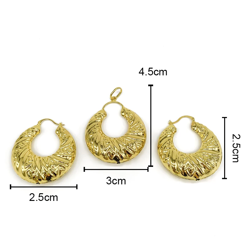 Popular African 18K Gold Plated Copper Jewelry Set for Women Earrings Pendant Necklace Brazilian Bridal Wedding Party Gifts