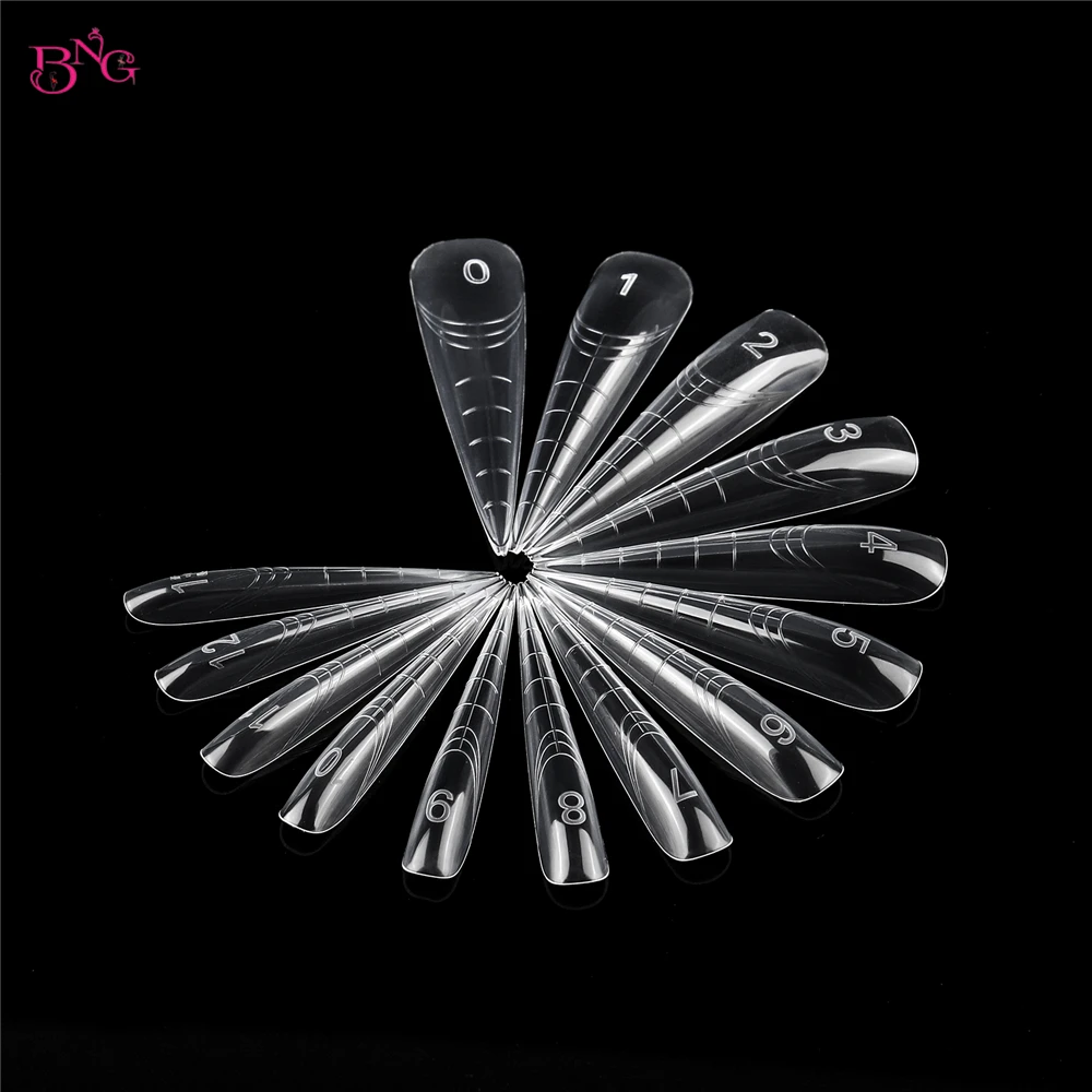 BNG 70Pcs Extra Long Dual Forms Stiletto 4XL Reusable Full Cover Acrylic Builder Solid Hard Gel Extension Nail Molds