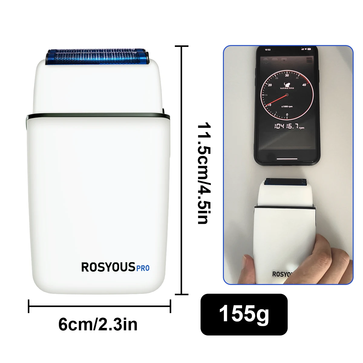 ROSYOUS RS620 Men's Shaving Machine 10000RPM Double Foil Blue Hypoallergenic Knife Net Electric Beard Trimmer Barber Shop