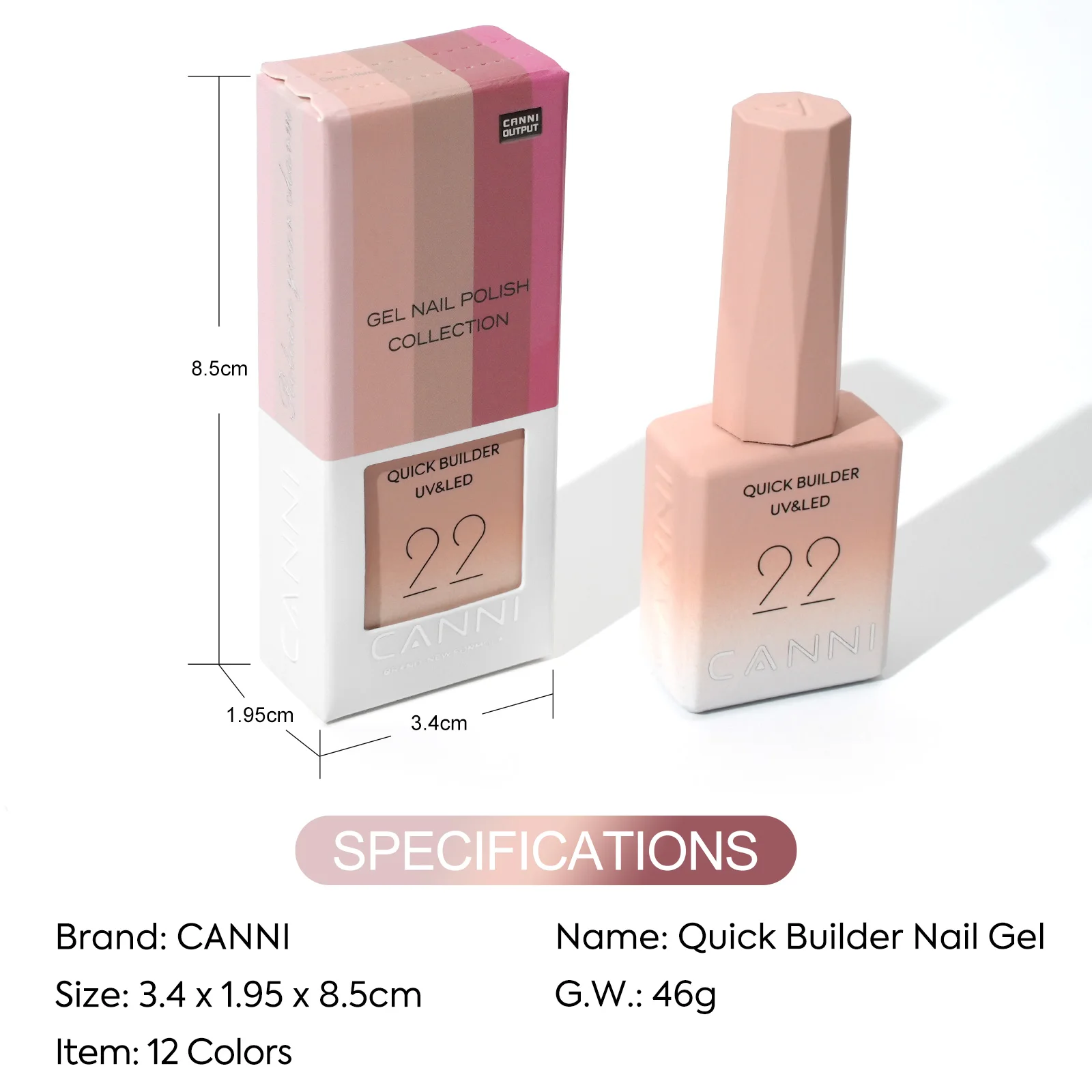 CANNI HEMA Free TPO Free Quick Glitter Jelly Builder UV Extension Constuction Self Levelling Soak Off UV LED Gel Nail Polish 9ml