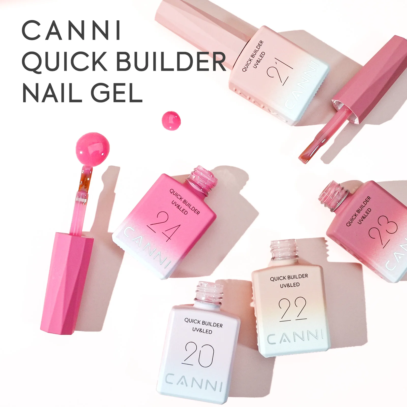 CANNI HEMA Free TPO Free Quick Glitter Jelly Builder UV Extension Constuction Self Levelling Soak Off UV LED Gel Nail Polish 9ml
