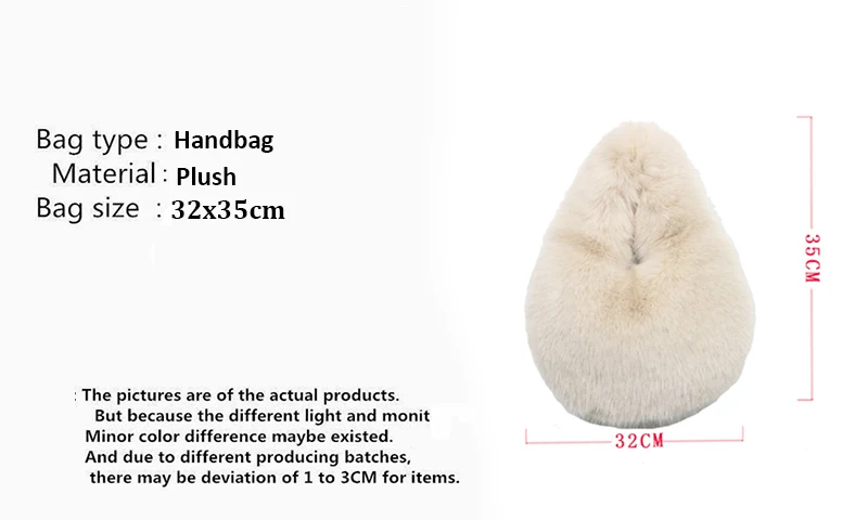 Winter Shoulder Bags Casual Furry for Women Solid Color Soft Plush Ladies Clutch Purse Handbags Lightweight Female Hobos Bag
