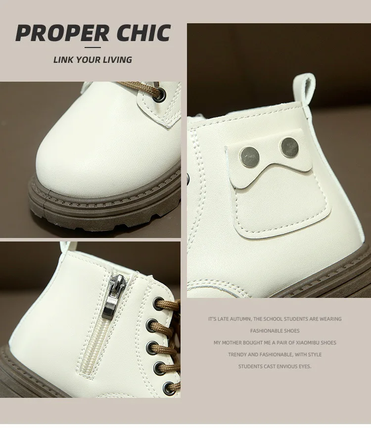 2025 Spring Autumn Winter Ankle Boots Light Girl Platform Shoes Burgundy Beige Black Boys Short Boots Super Cozy Shoes