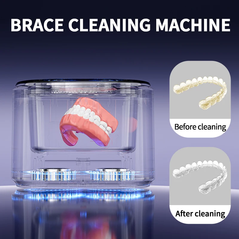 50KHZ Ultrasonic Braces Cleaning Machine USB Rechargeable Multi-Function Invisible Retainer Denture Machine