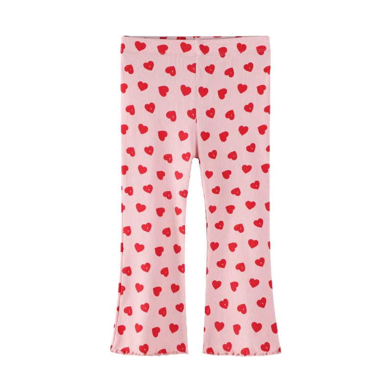 Jumping Meters New Arrival Boot Cut Heart Children's Leggings Pants Hot Selling Kids Skinny Trousers Full Pencil Pants Baby Wear