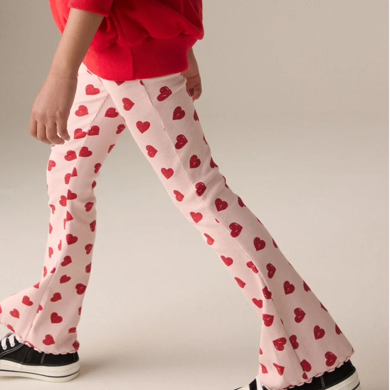 Jumping Meters New Arrival Boot Cut Heart Children's Leggings Pants Hot Selling Kids Skinny Trousers Full Pencil Pants Baby Wear