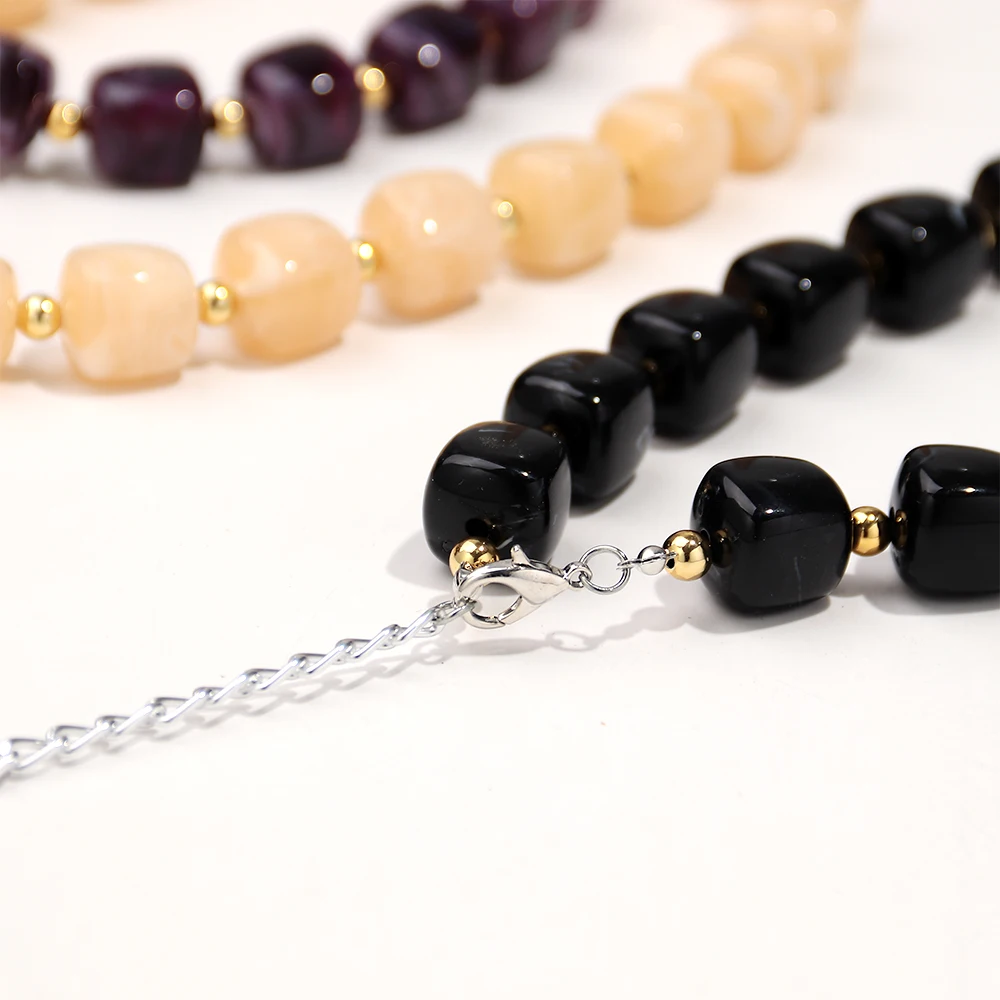 Colorful Acrylic Big Square Beaded Choker Necklaces for Women Personalized Handmade Pendant Necklace New Fashion Jewelry Gift