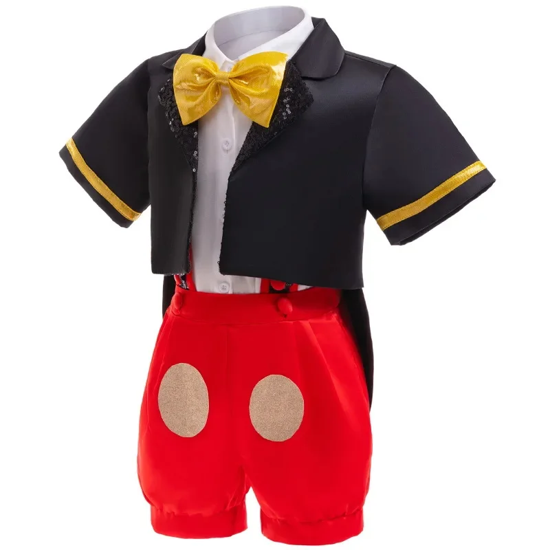 Boys and Girls Summer Dress Up Toddler Cartoon Mouse Cosplay Costume Baby Clothes Sets for Children Summer Suit with Accessory