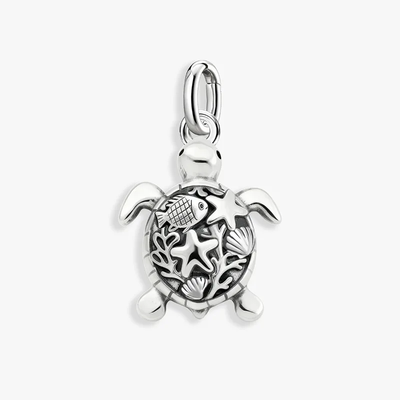 Adjustable 925 Sterling Silver Vintage Pendants Sea Turtle Animal Series Charms Beads Fit Original Bracelet Necklace DIY Jewelry