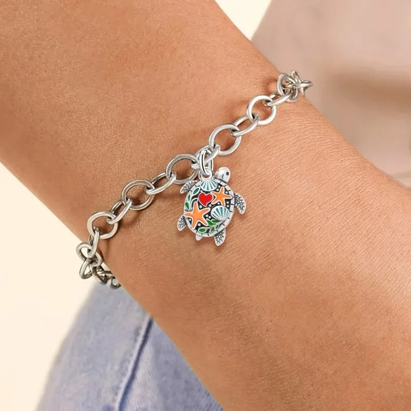 Adjustable 925 Sterling Silver Vintage Pendants Sea Turtle Animal Series Charms Beads Fit Original Bracelet Necklace DIY Jewelry