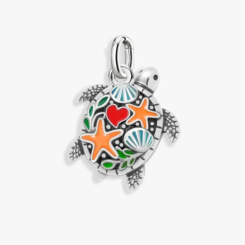 Adjustable 925 Sterling Silver Vintage Pendants Sea Turtle Animal Series Charms Beads Fit Original Bracelet Necklace DIY Jewelry
