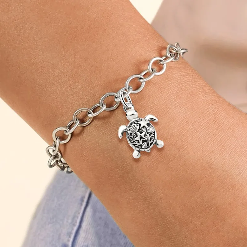Adjustable 925 Sterling Silver Vintage Pendants Sea Turtle Animal Series Charms Beads Fit Original Bracelet Necklace DIY Jewelry
