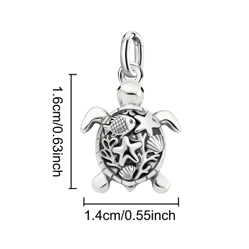 Adjustable 925 Sterling Silver Vintage Pendants Sea Turtle Animal Series Charms Beads Fit Original Bracelet Necklace DIY Jewelry