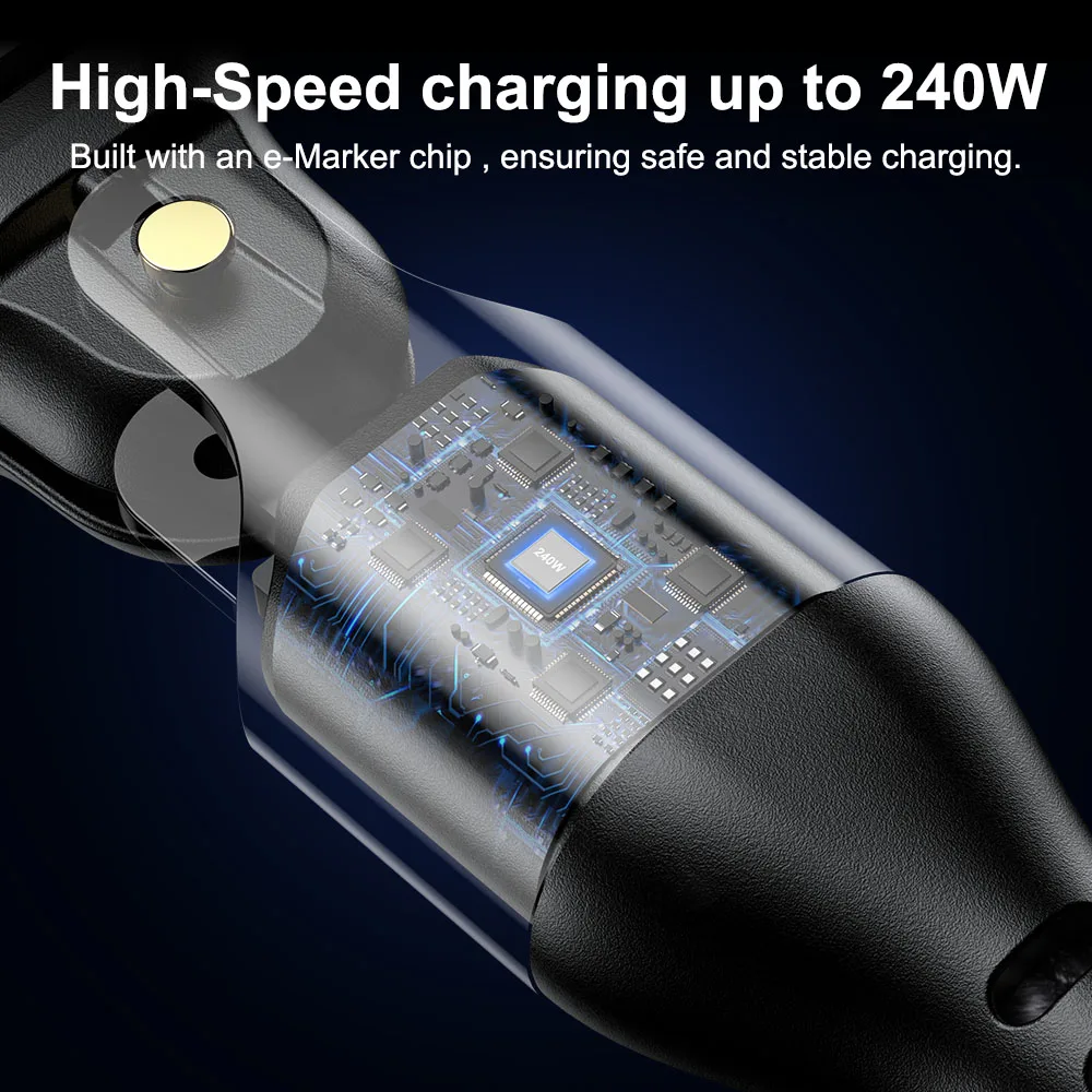 AUFU 240W USB Type C Cable 5A PD3.1 Fast Charging Cord For Samsung Galaxy S23 S24 iphone 1716 Pro Xiaomi 180 Rotate Charge Cable
