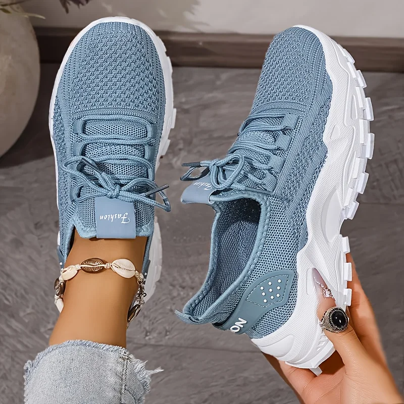 Breathable Knit Sneakers Fashion Comfortable Slip Resistant Soft Sole Shoes for Men Outdoor Walking