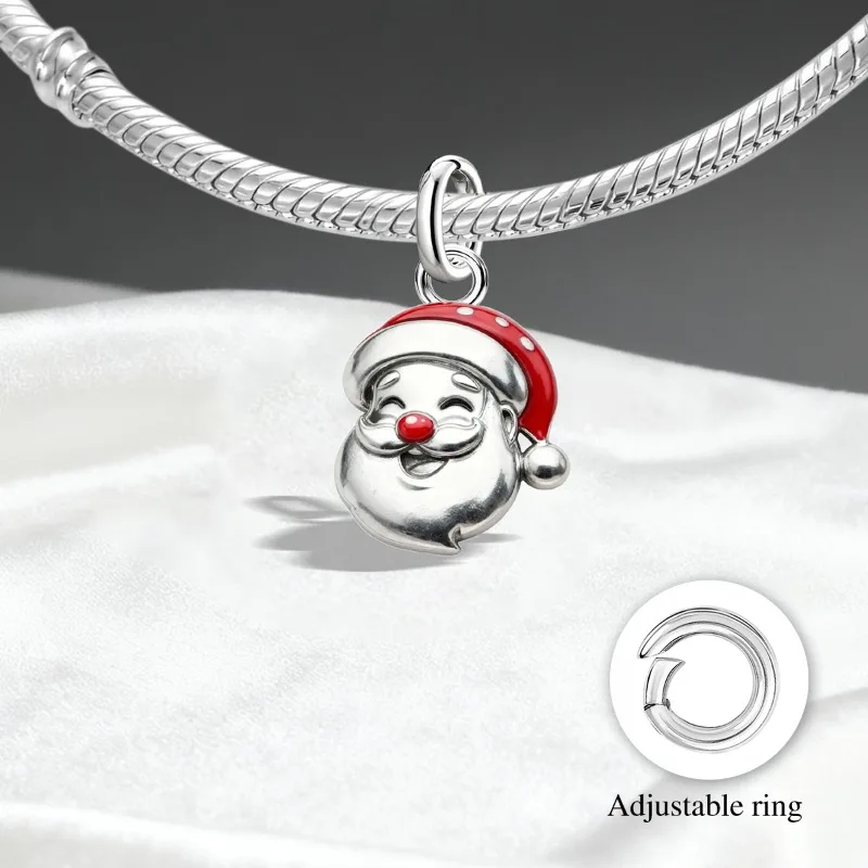 Adjustable 925 Sterling Silver Vintage Pendants Santa Claus Charms Beads Fit Original Bracelet Necklace DIY Jewelry For Women