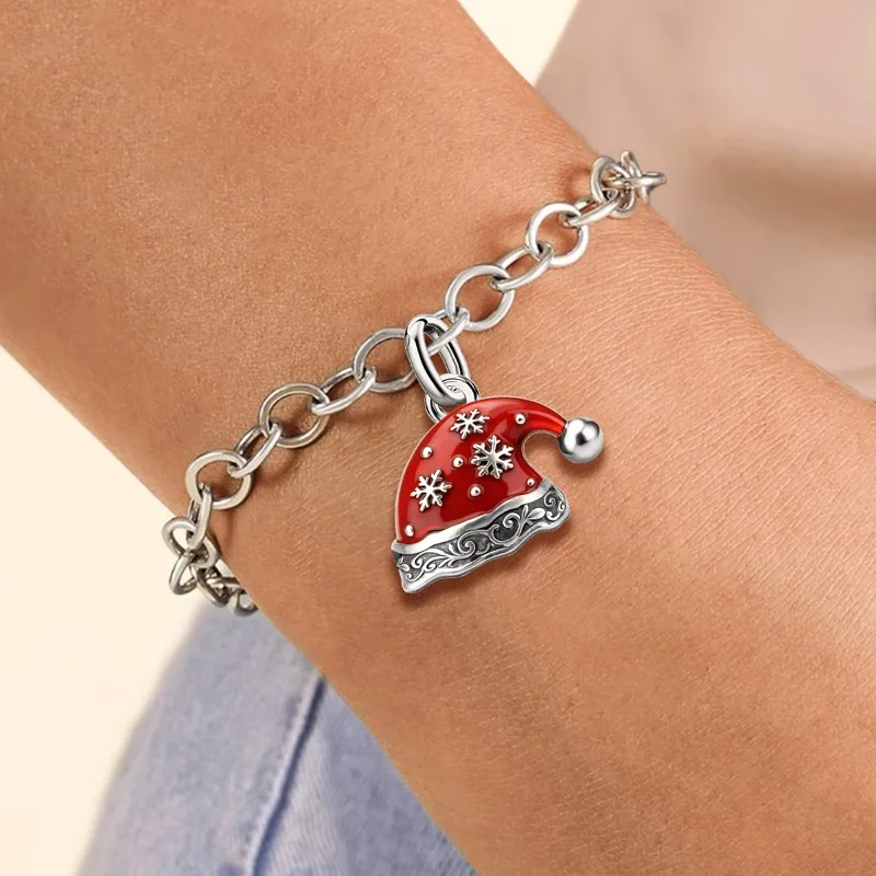 Adjustable 925 Sterling Silver Vintage Pendants Santa Claus Charms Beads Fit Original Bracelet Necklace DIY Jewelry For Women