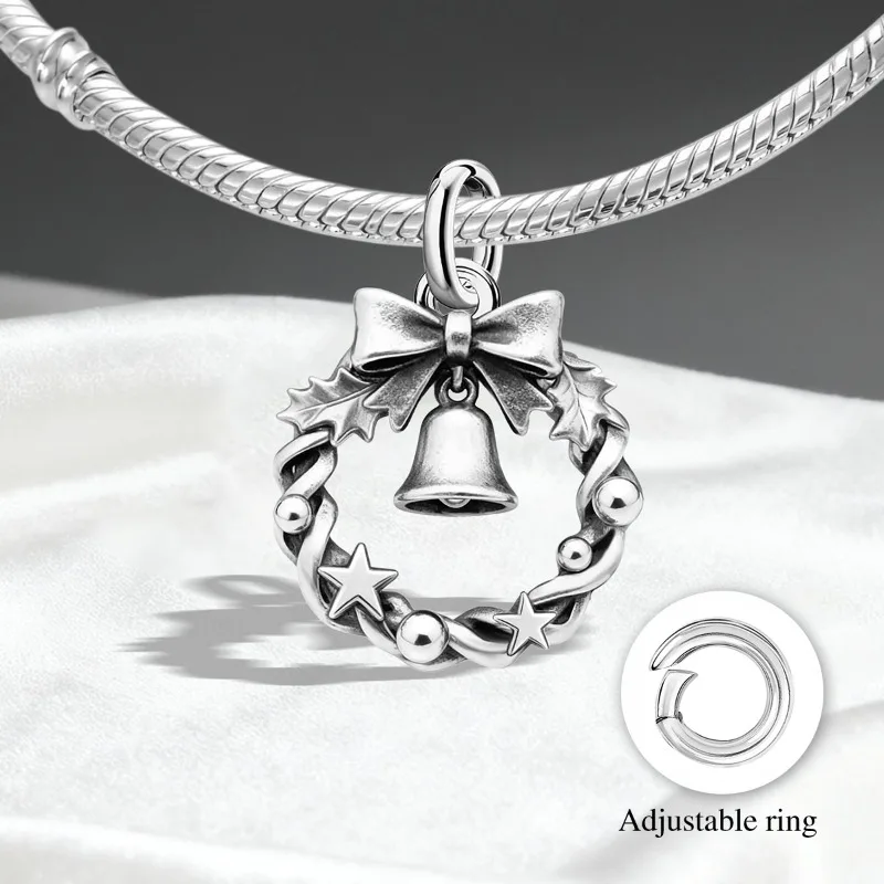 Adjustable 925 Sterling Silver Vintage Pendants Santa Claus Charms Beads Fit Original Bracelet Necklace DIY Jewelry For Women
