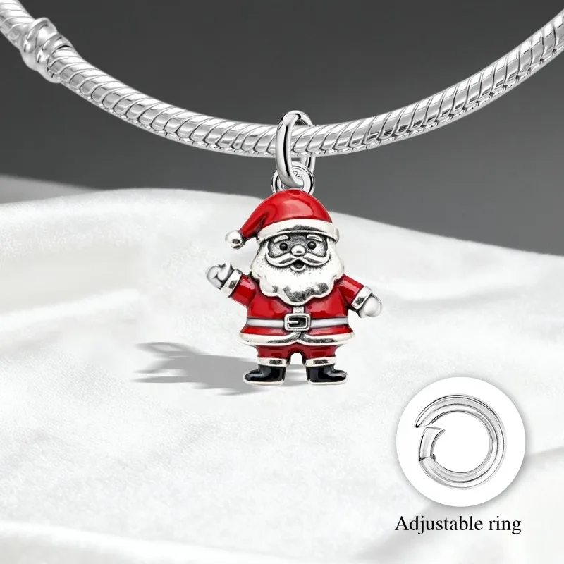 Adjustable 925 Sterling Silver Vintage Pendants Santa Claus Charms Beads Fit Original Bracelet Necklace DIY Jewelry For Women