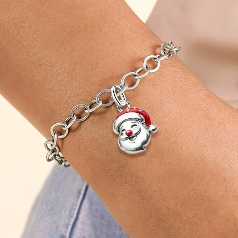 Adjustable 925 Sterling Silver Vintage Pendants Santa Claus Charms Beads Fit Original Bracelet Necklace DIY Jewelry For Women
