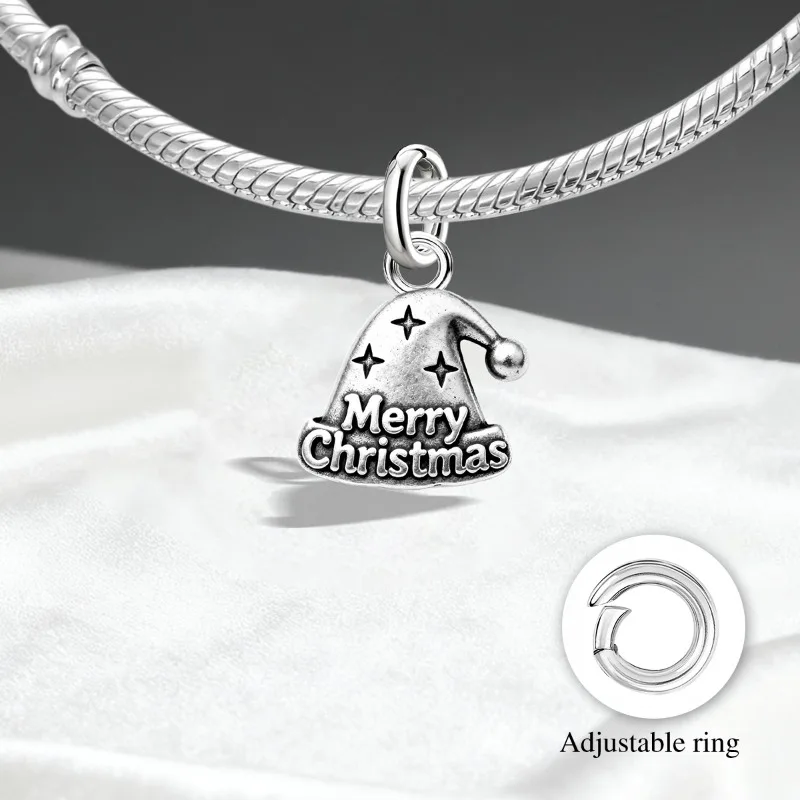 Adjustable 925 Sterling Silver Vintage Pendants Santa Claus Charms Beads Fit Original Bracelet Necklace DIY Jewelry For Women