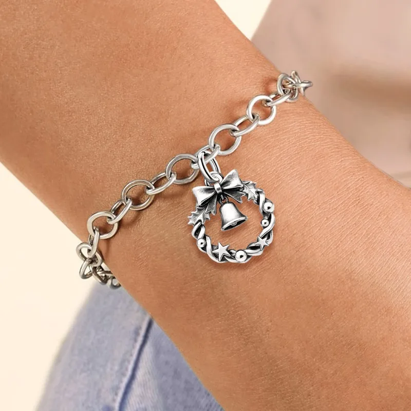 Adjustable 925 Sterling Silver Vintage Pendants Santa Claus Charms Beads Fit Original Bracelet Necklace DIY Jewelry For Women