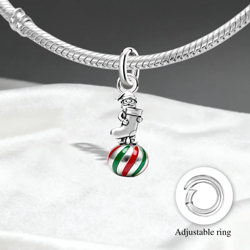 Adjustable 925 Sterling Silver Vintage Pendants Santa Claus Charms Beads Fit Original Bracelet Necklace DIY Jewelry For Women