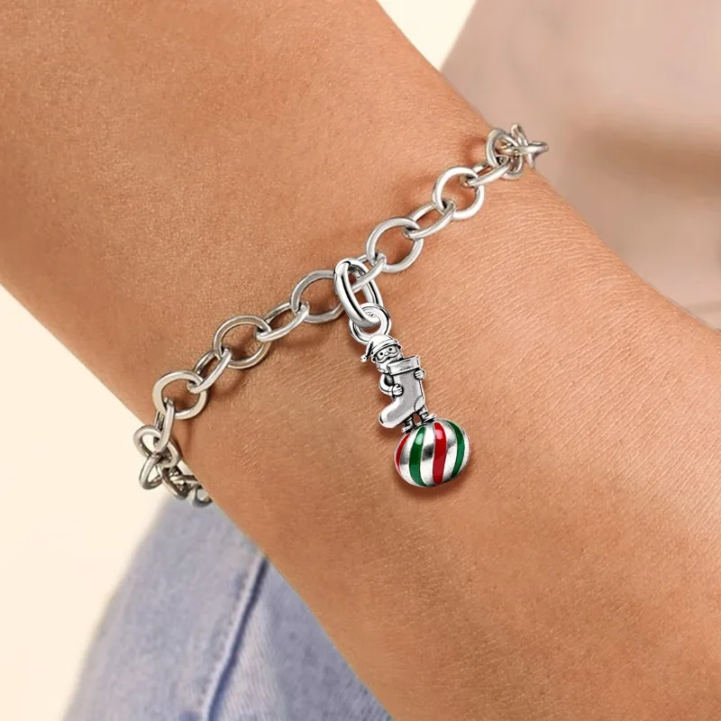 Adjustable 925 Sterling Silver Vintage Pendants Santa Claus Charms Beads Fit Original Bracelet Necklace DIY Jewelry For Women
