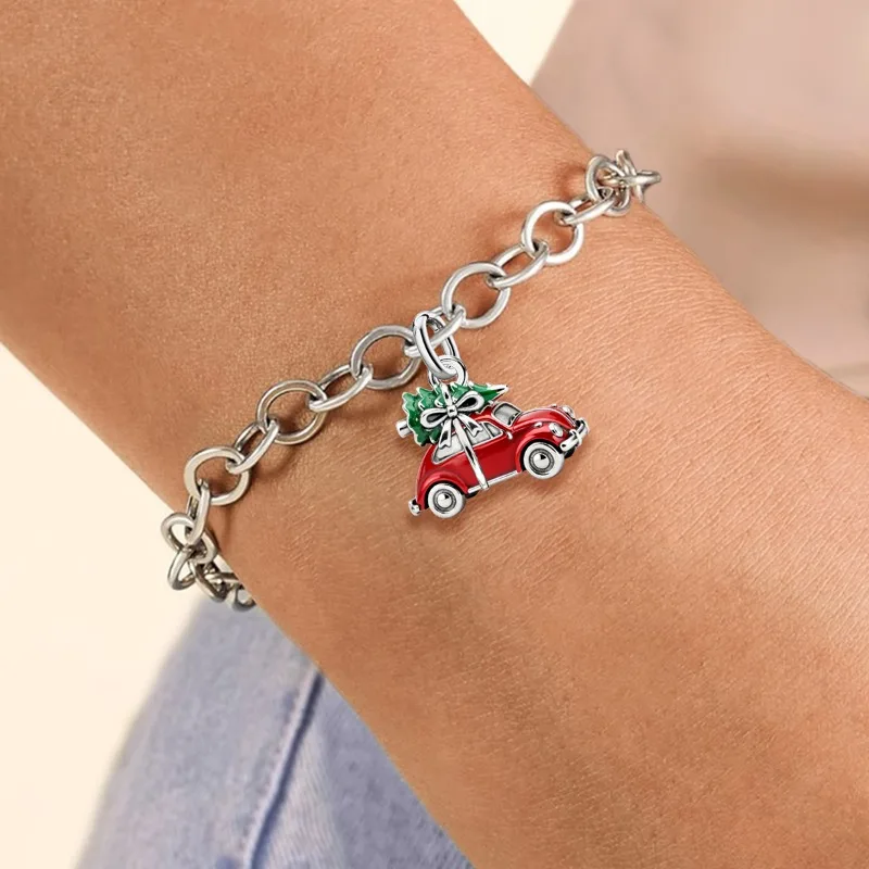 Adjustable 925 Sterling Silver Vintage Pendants Santa Claus Charms Beads Fit Original Bracelet Necklace DIY Jewelry For Women