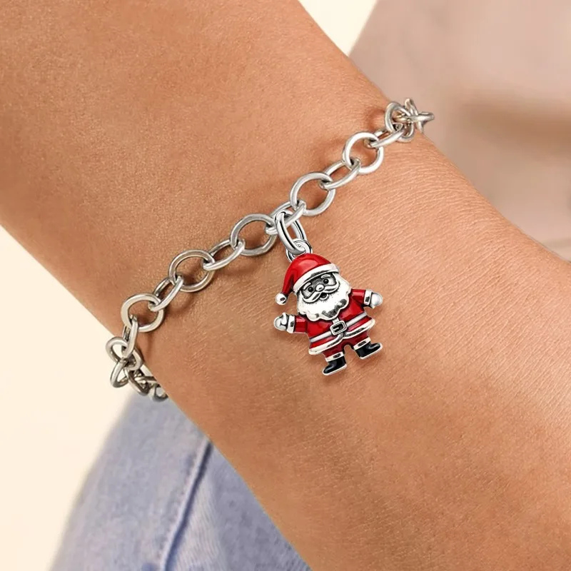 Adjustable 925 Sterling Silver Vintage Pendants Santa Claus Charms Beads Fit Original Bracelet Necklace DIY Jewelry For Women