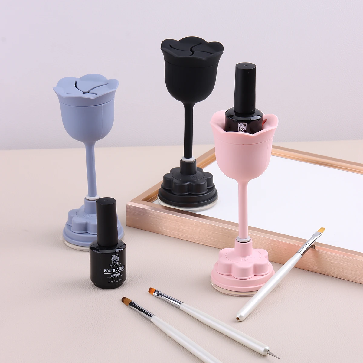 360° Rotating for Nail Polish Holder Stand with Anti-Spill Tilted Design Ergonomic Grip, Portable Desktop Storage for Nail Paint