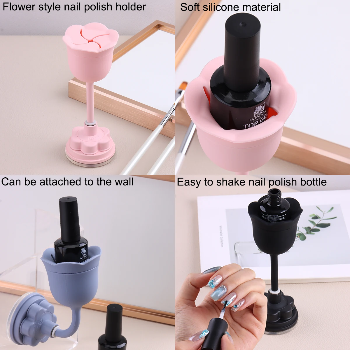 360° Rotating for Nail Polish Holder Stand with Anti-Spill Tilted Design Ergonomic Grip, Portable Desktop Storage for Nail Paint