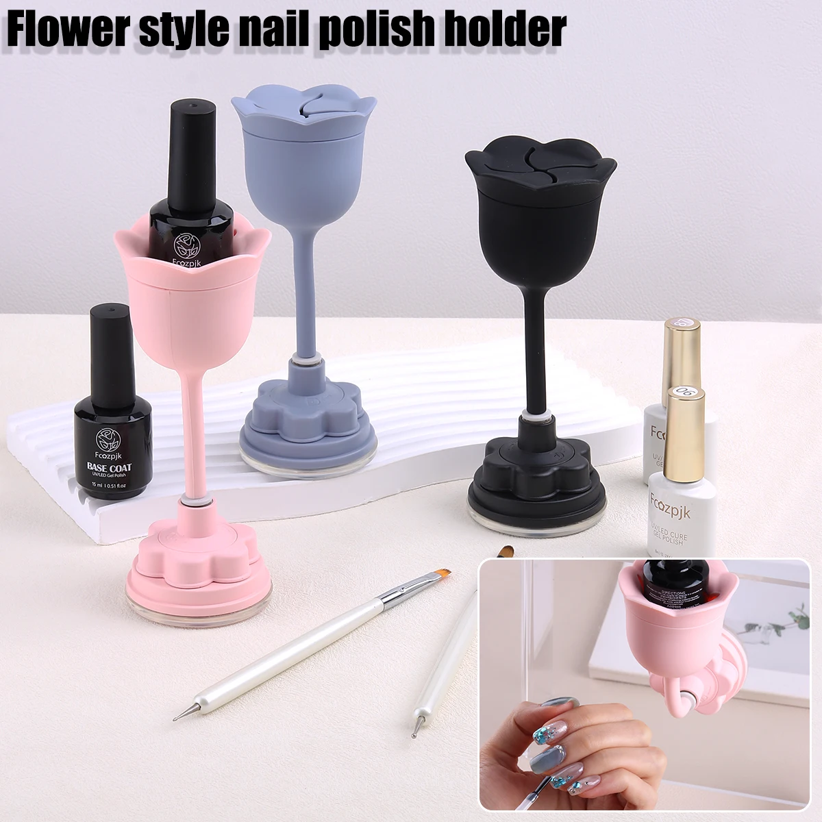 360° Rotating for Nail Polish Holder Stand with Anti-Spill Tilted Design Ergonomic Grip, Portable Desktop Storage for Nail Paint