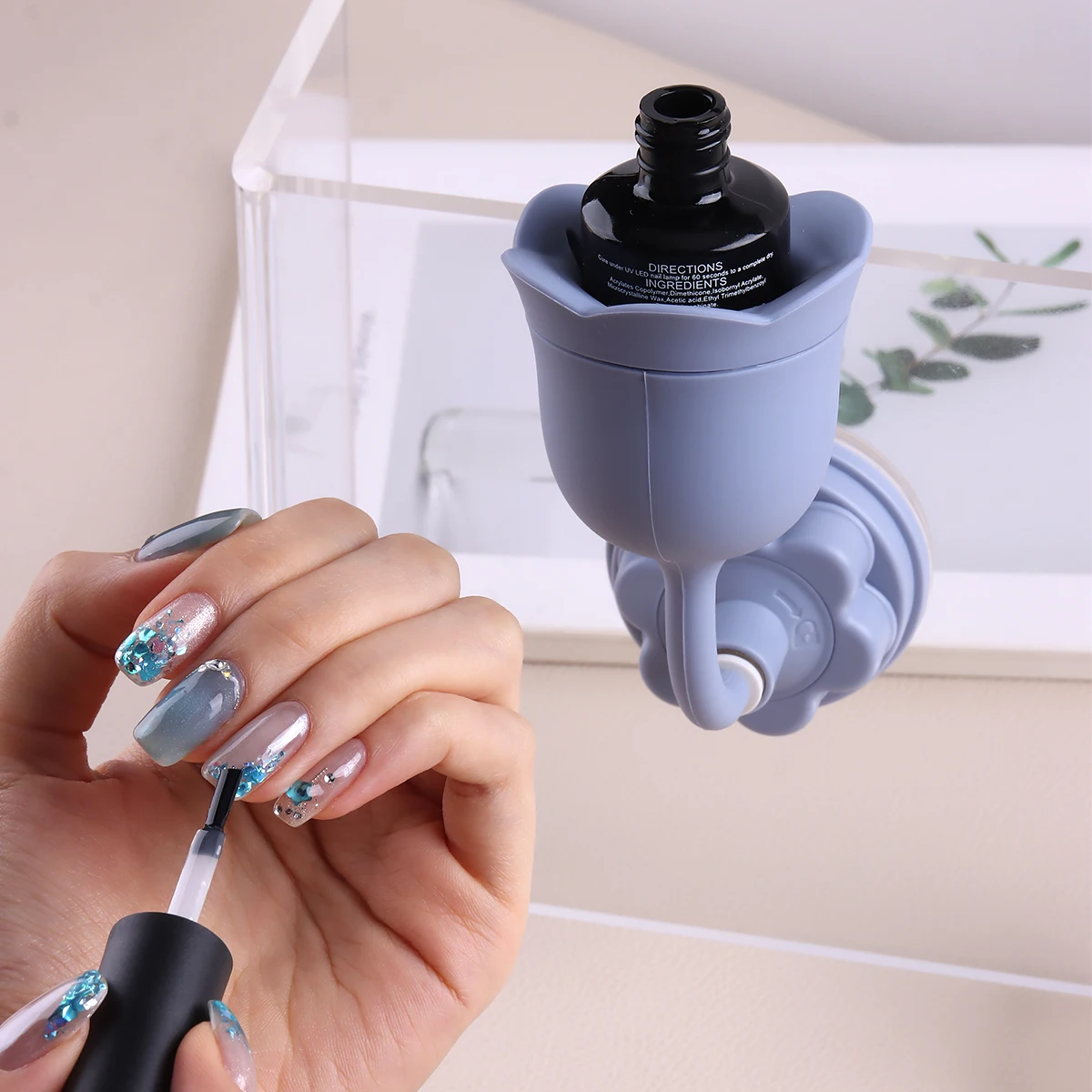360° Rotating for Nail Polish Holder Stand with Anti-Spill Tilted Design Ergonomic Grip, Portable Desktop Storage for Nail Paint