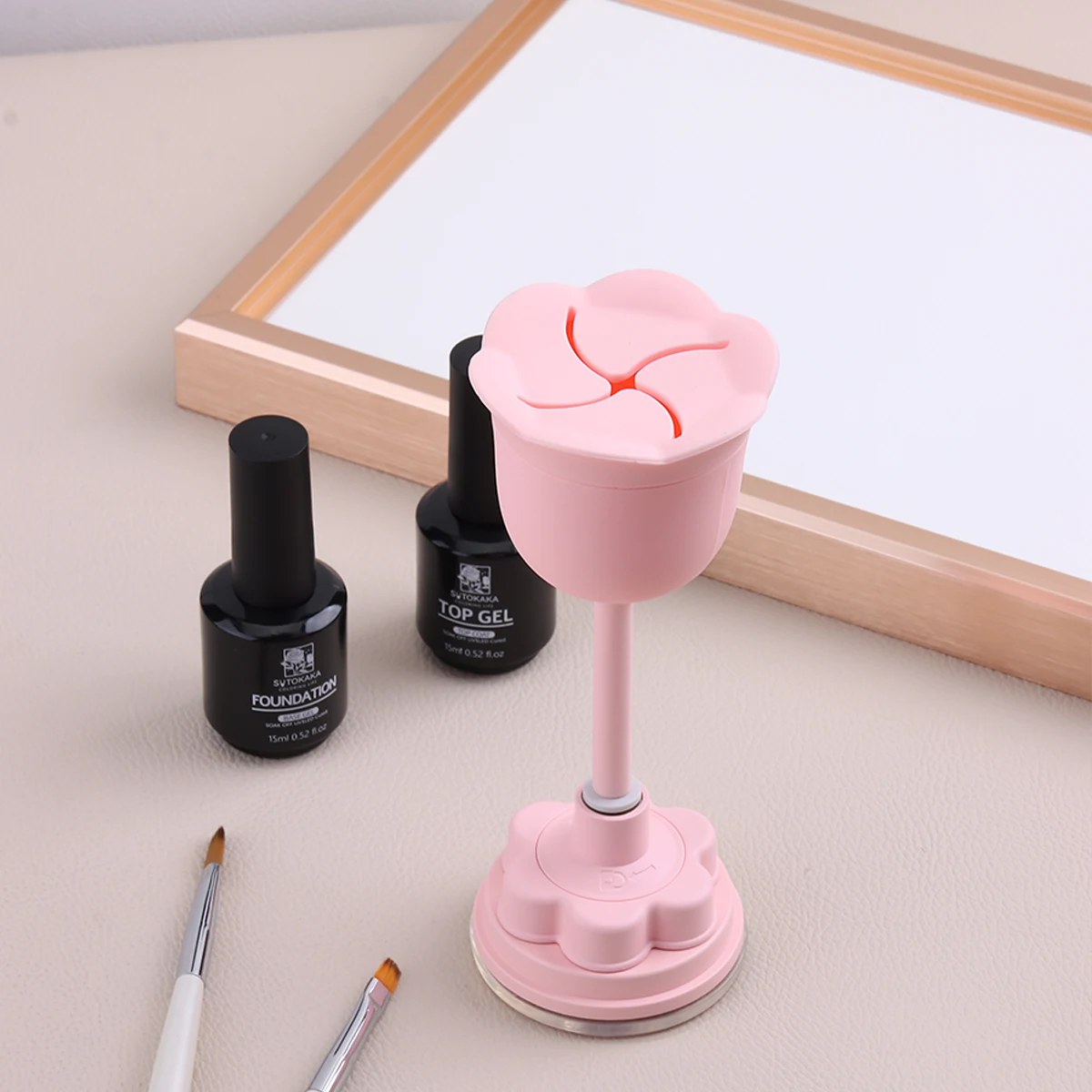 360° Rotating for Nail Polish Holder Stand with Anti-Spill Tilted Design Ergonomic Grip, Portable Desktop Storage for Nail Paint