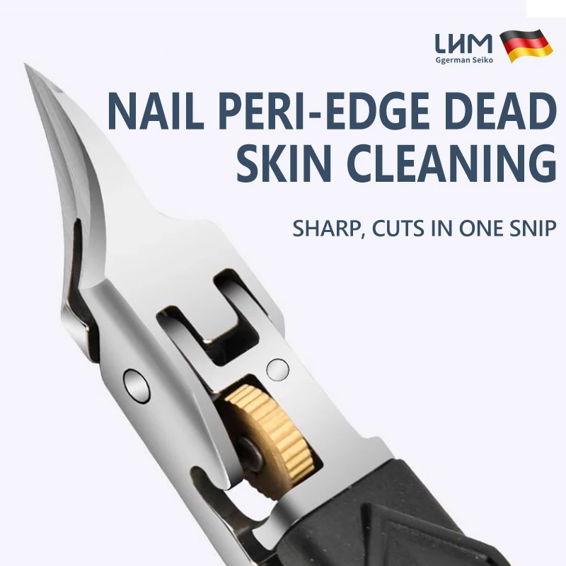 3-Piece Toenail Clippers Set - Nail File & Protective Case Included, Heavy Duty Wide Jaw, Ultra Sharp Slanted Blade Long Handle,