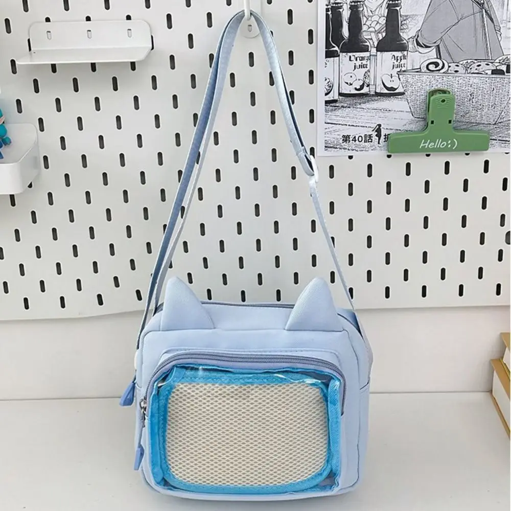 Casual Japanese Transparent Itabag Y2k Preppy Style Transparent Crossbody Bag Badge Display Harajuku Small Square Bag Daily