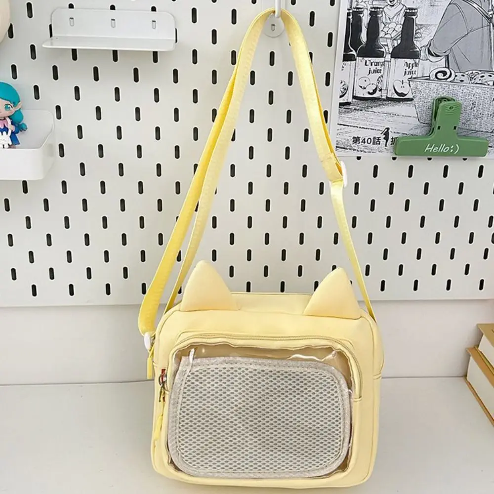 Casual Japanese Transparent Itabag Y2k Preppy Style Transparent Crossbody Bag Badge Display Harajuku Small Square Bag Daily