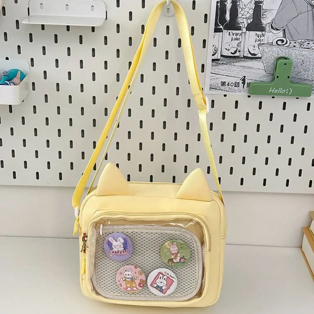 Casual Japanese Transparent Itabag Y2k Preppy Style Transparent Crossbody Bag Badge Display Harajuku Small Square Bag Daily