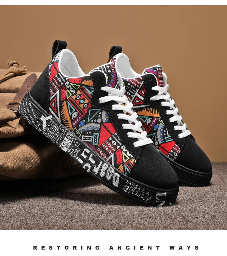 Mens Casual Sport Shoes Autumn Fashion Comfort Non Slip Casual Sneakers Platform Outdoor Running Shoes Graffiti Board Shoes