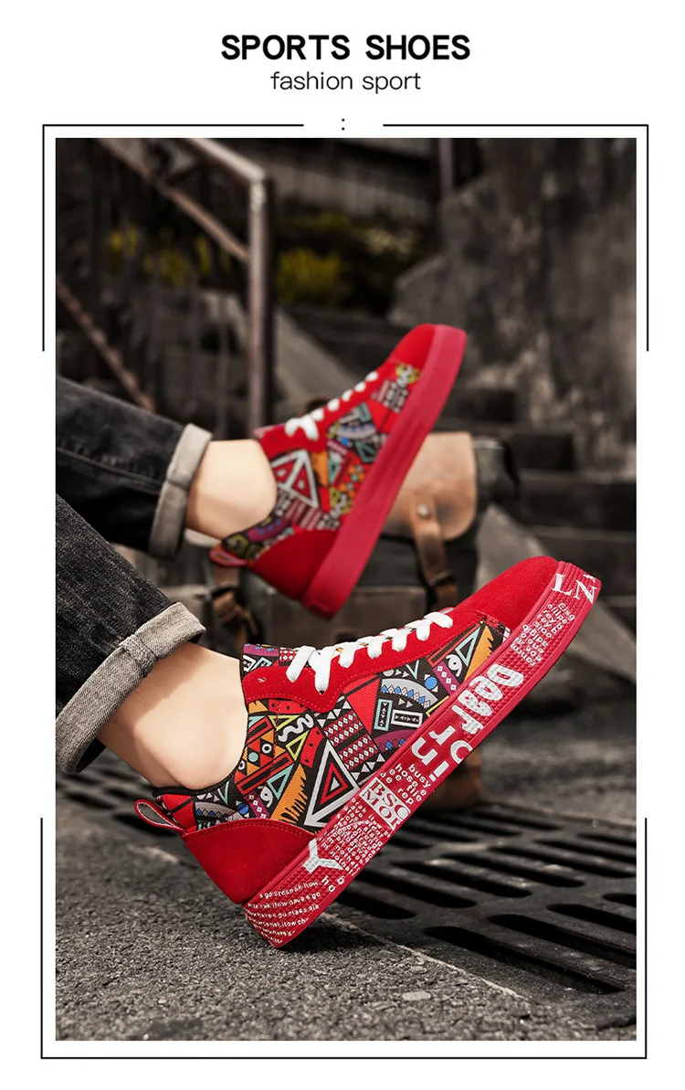Mens Casual Sport Shoes Autumn Fashion Comfort Non Slip Casual Sneakers Platform Outdoor Running Shoes Graffiti Board Shoes
