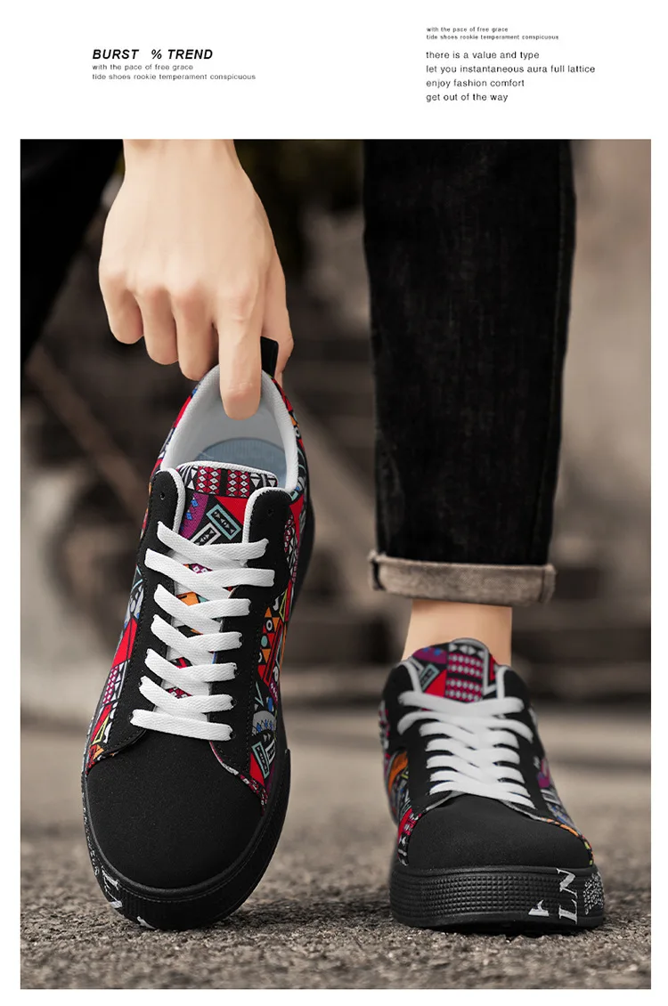 Mens Casual Sport Shoes Autumn Fashion Comfort Non Slip Casual Sneakers Platform Outdoor Running Shoes Graffiti Board Shoes