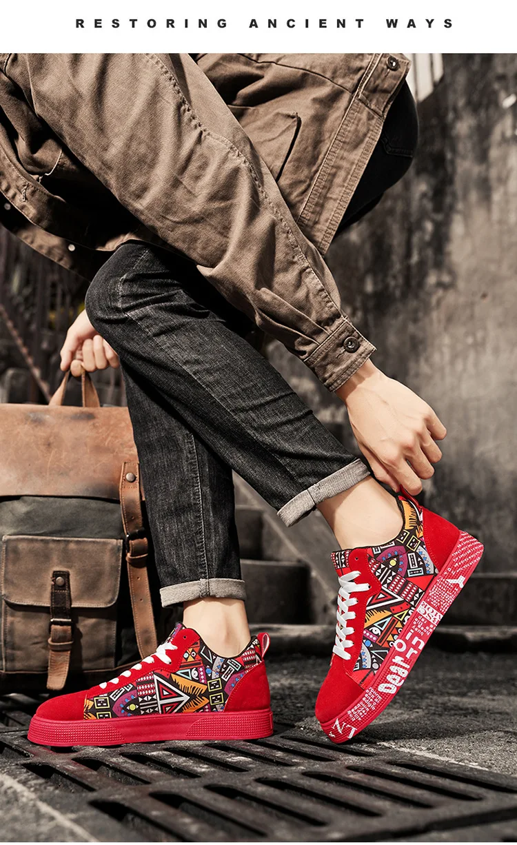 Mens Casual Sport Shoes Autumn Fashion Comfort Non Slip Casual Sneakers Platform Outdoor Running Shoes Graffiti Board Shoes