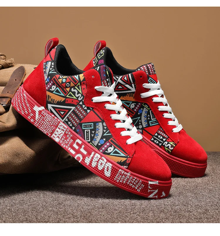 Mens Casual Sport Shoes Autumn Fashion Comfort Non Slip Casual Sneakers Platform Outdoor Running Shoes Graffiti Board Shoes