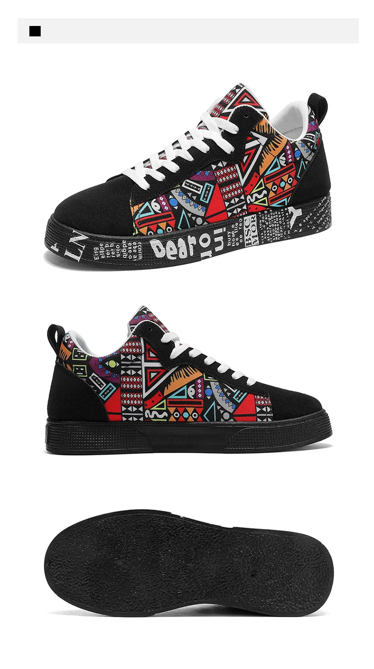 Mens Casual Sport Shoes Autumn Fashion Comfort Non Slip Casual Sneakers Platform Outdoor Running Shoes Graffiti Board Shoes