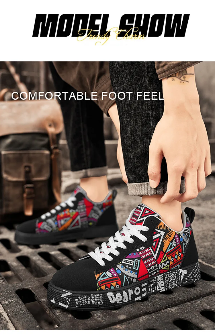 Mens Casual Sport Shoes Autumn Fashion Comfort Non Slip Casual Sneakers Platform Outdoor Running Shoes Graffiti Board Shoes