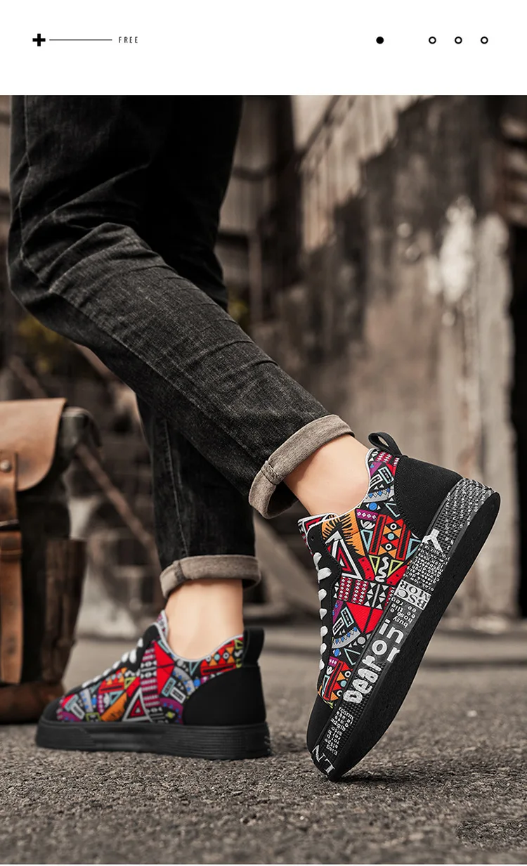 Mens Casual Sport Shoes Autumn Fashion Comfort Non Slip Casual Sneakers Platform Outdoor Running Shoes Graffiti Board Shoes