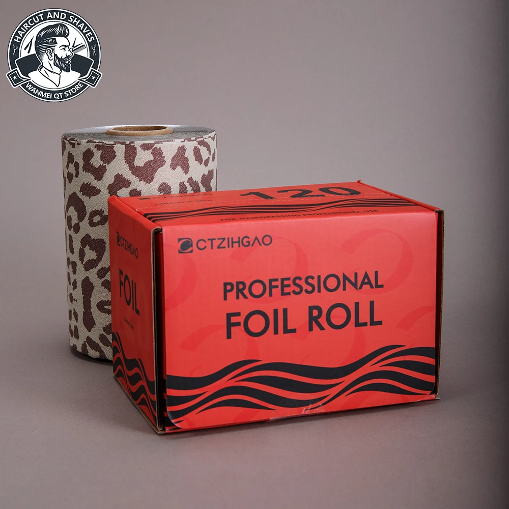 Leopard Print Pop Up Hair Foil Highlighting Foil 5x11 Inch Aluminum Foil Sheets for Hair Coloring Stylist Hairdressing Tools