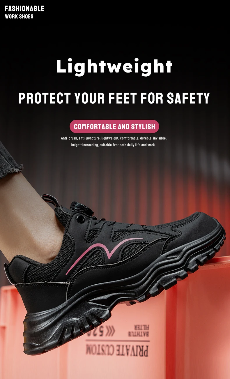 New Rotary Buckle Styles Women Safety Boots With Steel Toe Cap Anti-smash Work Sneakers Safety Shoes IndestructibleWork Boots